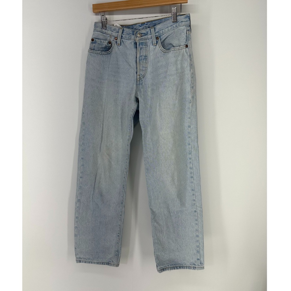 Levi's 501 Original Jeans Womens‎ 28 Light Wash Blue Premium Straight Leg Denim
